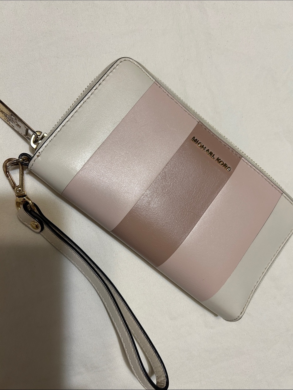 Michael Kors Tricolor Blush & Neutral Leather Wristlet
